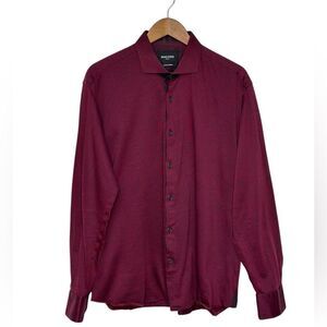 MACEOO Paris Wall Street Button Down Shirt Burgundy Size XL